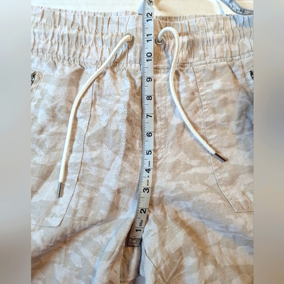 ATHLETA Cabo Linen Jogger Pants Size 12 Tan/Cream Camo - Picture 7 of 10